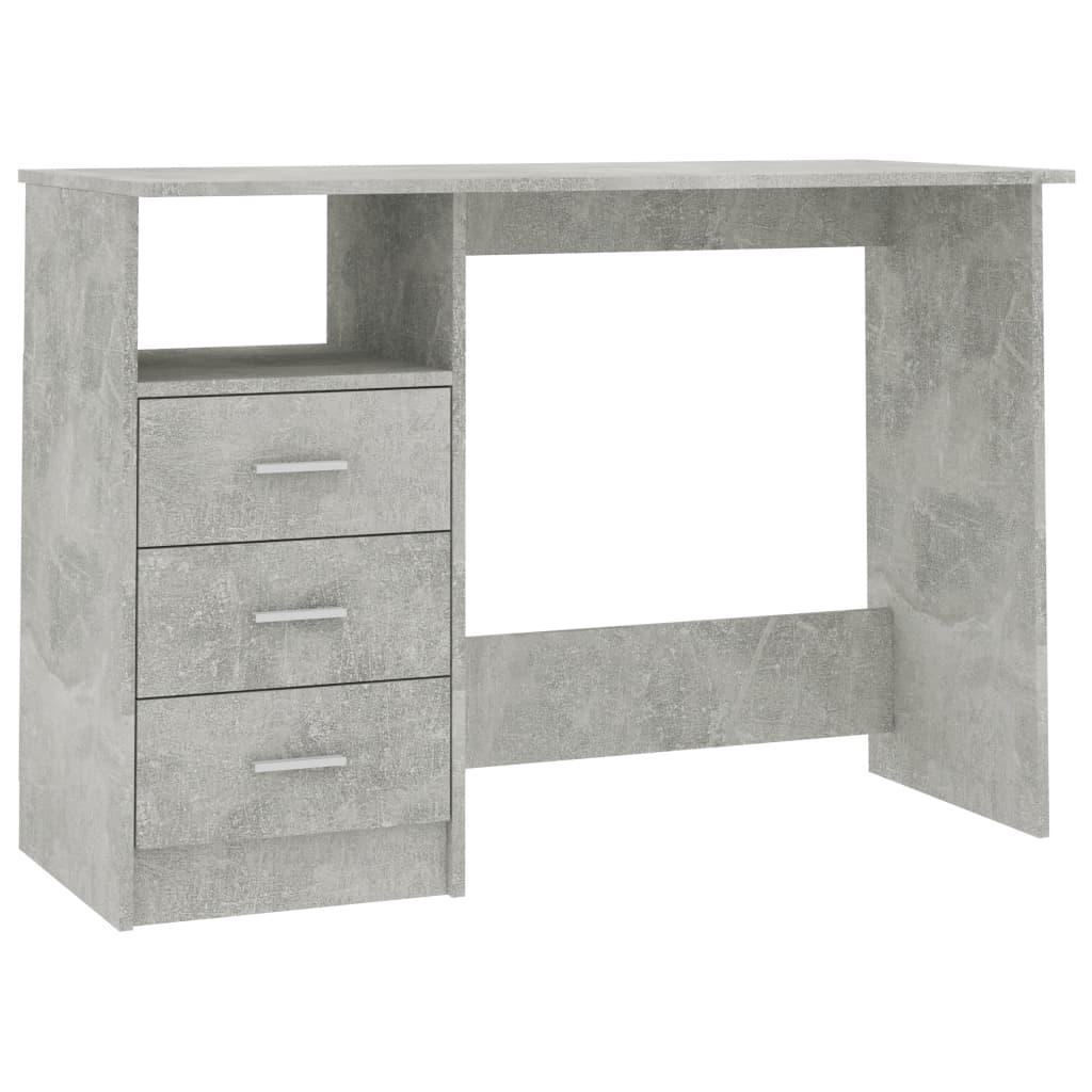 vidaXL Pisalna miza s predali betonsko siva 110x50x76 cm iverna plošča