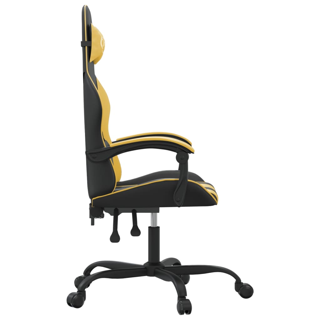 vidaXL Vrtljiv gaming stol črno in zlato umetno usnje