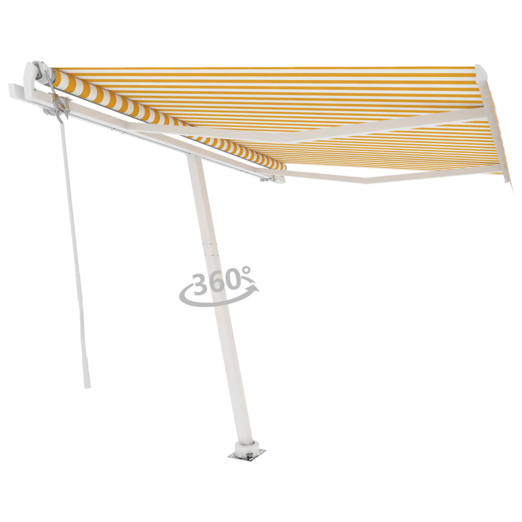 vidaXL Prostostoječa avtomatska tenda 350x250 cm rumena/bela