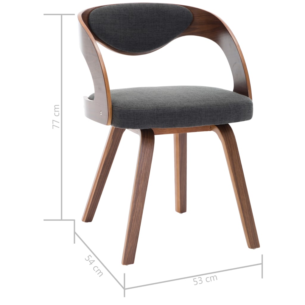 vidaXL Jedilni stoli 2 kosa temno sivi ukrivljen les in blago