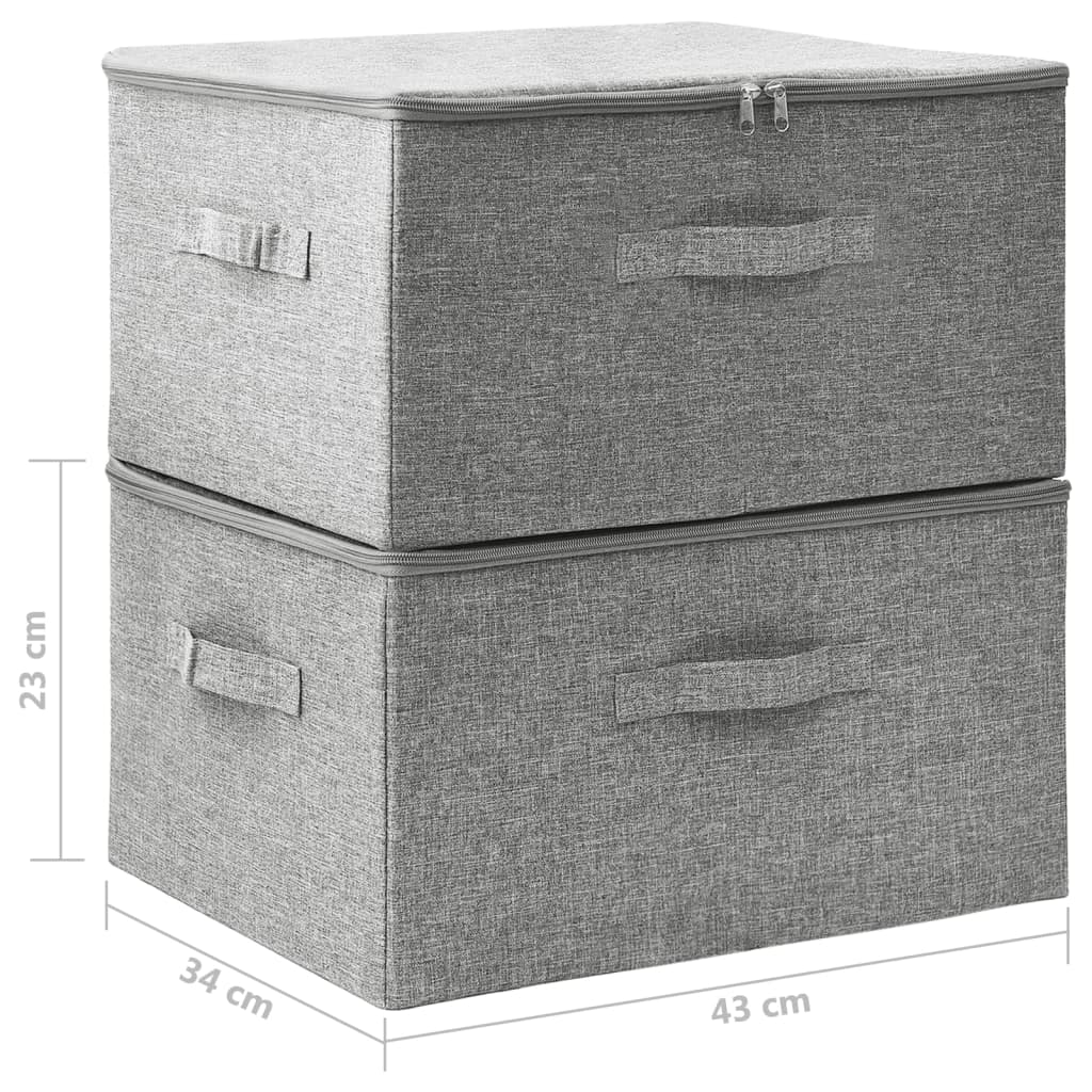 vidaXL Škatla za shranjevanje 2 kosa blago 43x34x23 cm siva