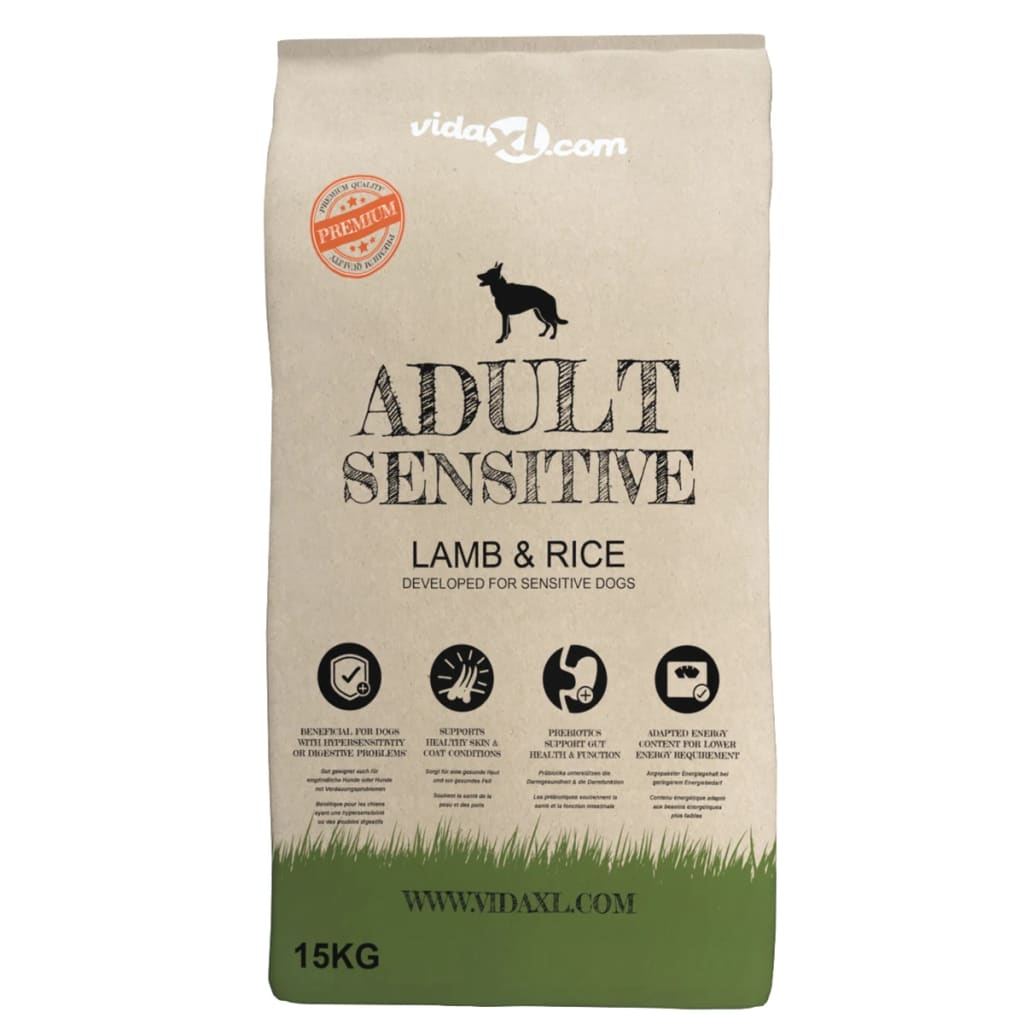 vidaXL Suha hrana za pse Adult Sensitive Lamb & Rice 15 kg