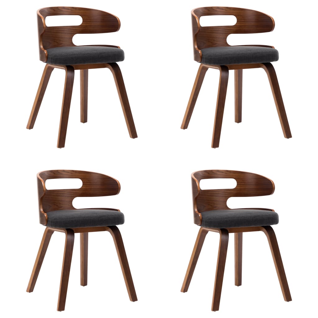 vidaXL Jedilni stoli 4 kosi temno sivi ukrivljen les in blago