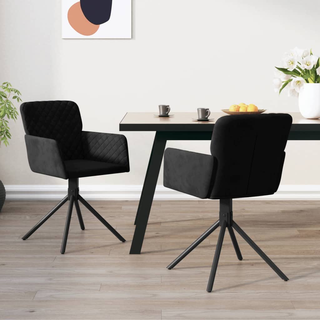 vidaXL Vrtljiv jedilni stol 2 kosa črn žamet