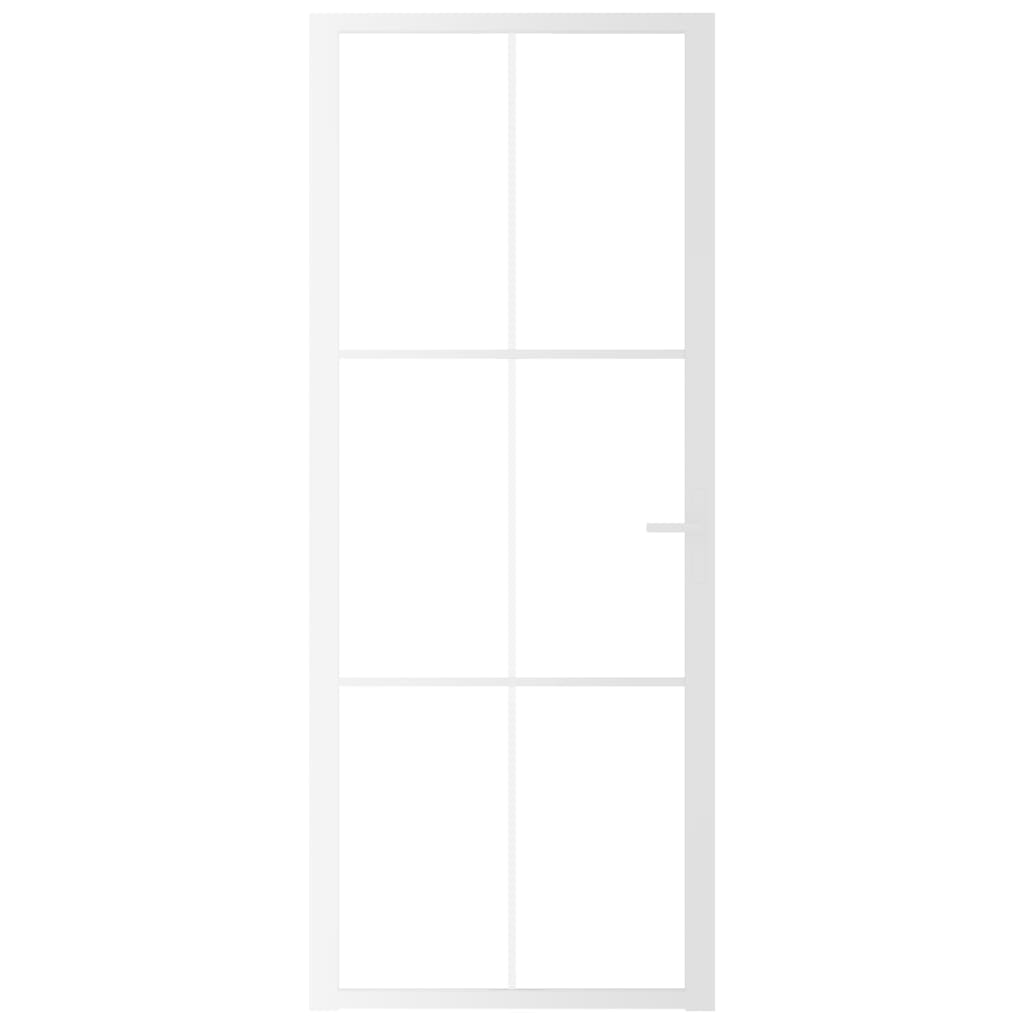 vidaXL Notranja vrata 83x201,5 cm Bela ESG steklo in aluminij