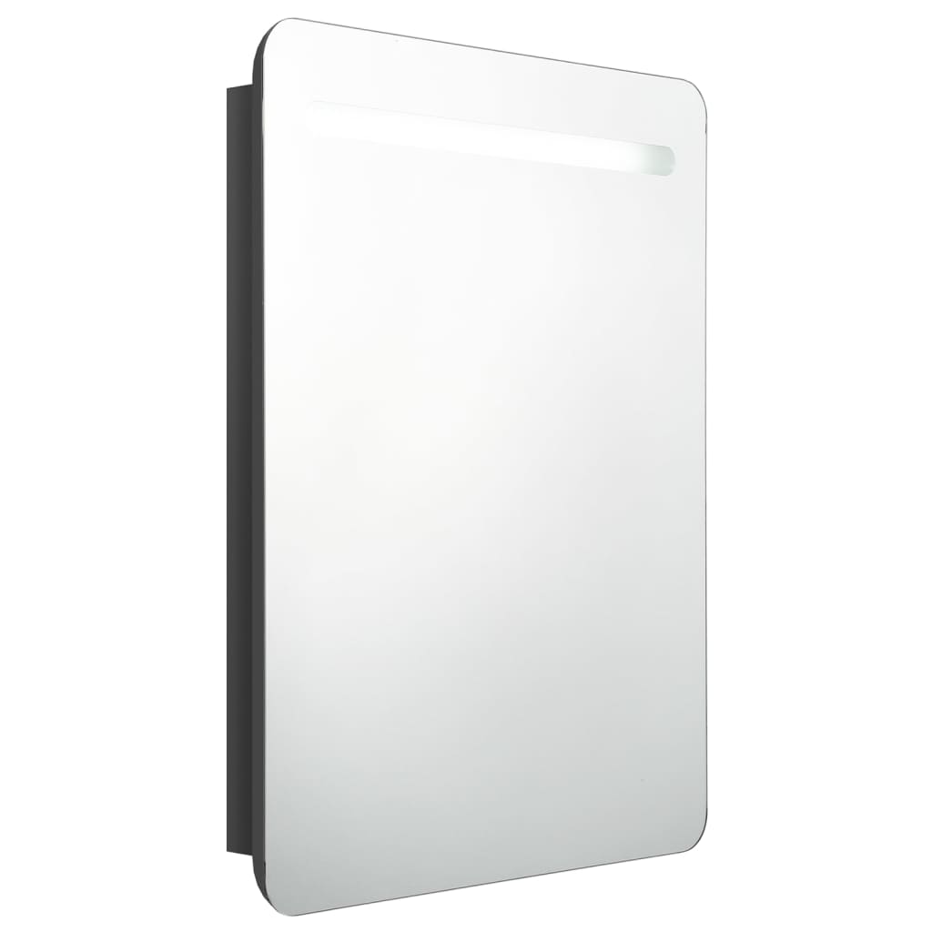 vidaXL LED kopalniška omarica z ogledalom sijoče črna 60x11x80 cm
