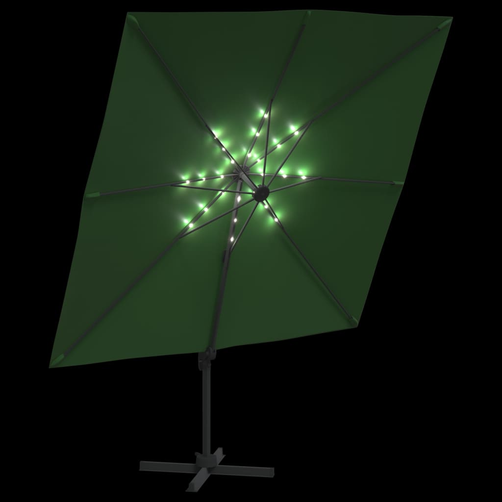 vidaXL LED vrtni senčnik zelen 400×300 cm
