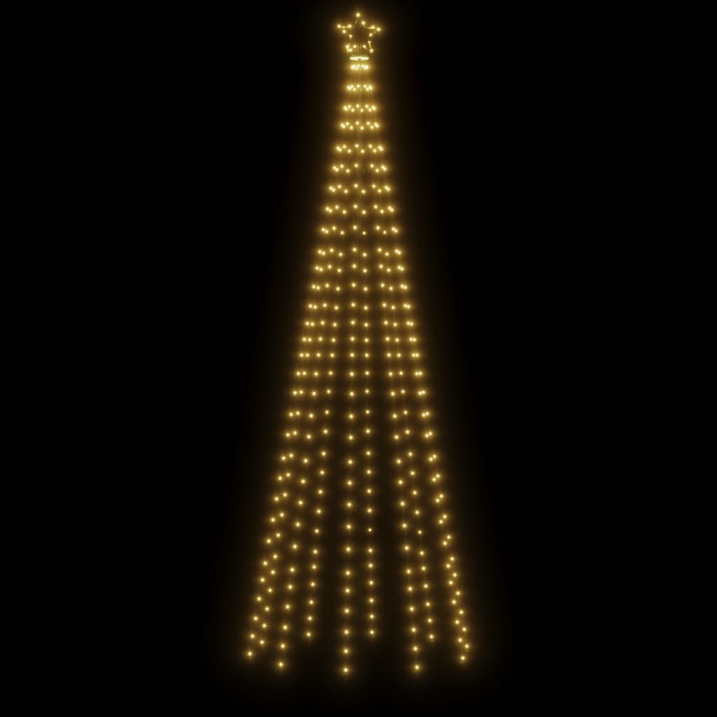  vidaXL Božično drevo s konico 310 toplo belih LED diod 300 cm