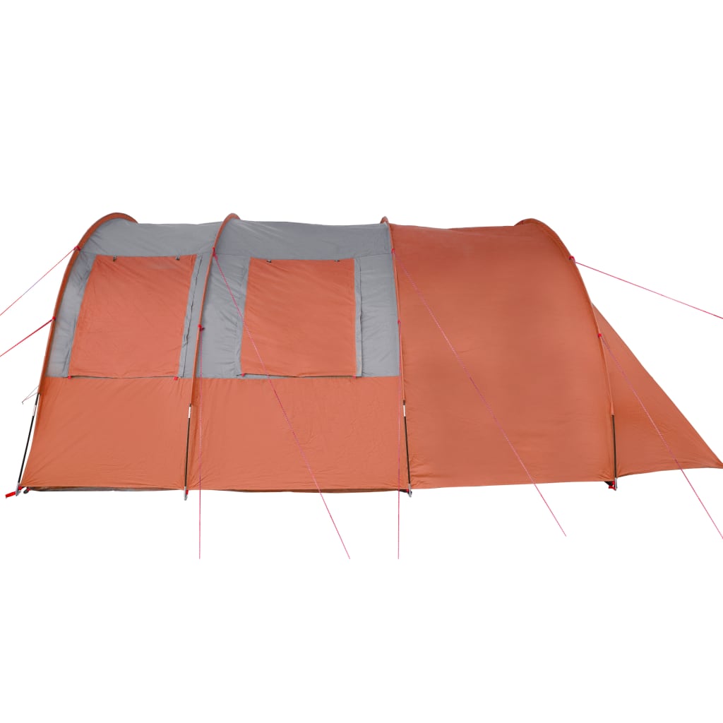 vidaXL Šotor za kampiranje za 4 osebe siv in oranžen vodoodporen