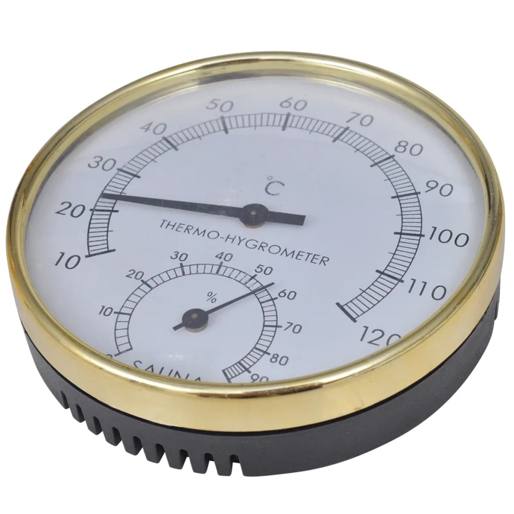 vidaXL Dodatki za savno: vedro, žlica, peščena ura, termo-higrometer