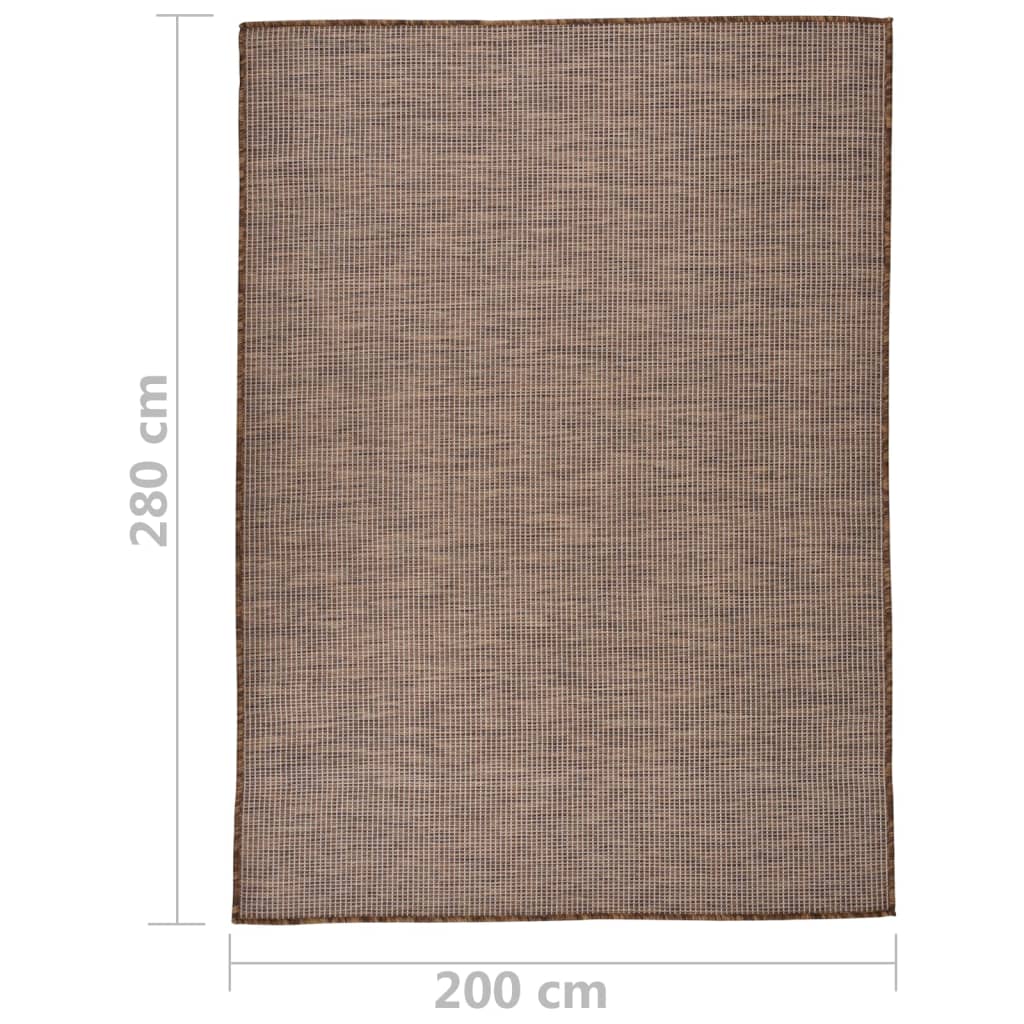 vidaXL Zunanja preproga ploščato tkanje 200x280 cm rjava