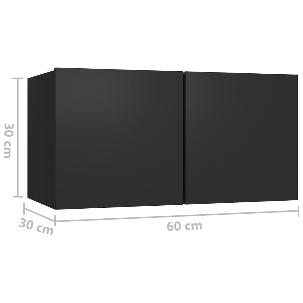 vidaXL Viseče TV omarice 3 kosi črne 60x30x30 cm