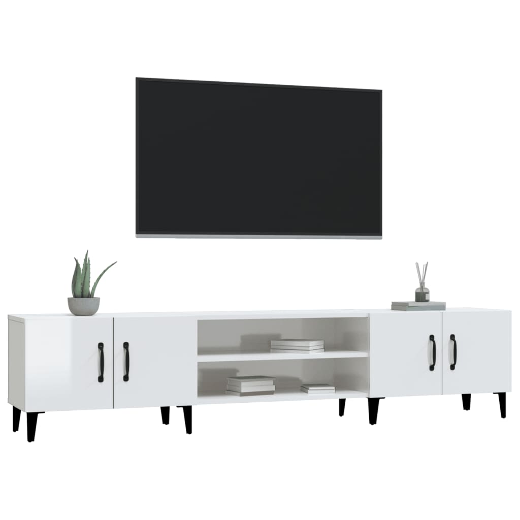 vidaXL TV omarica visok sijaj bela 180x31,5x40 cm inženirski les