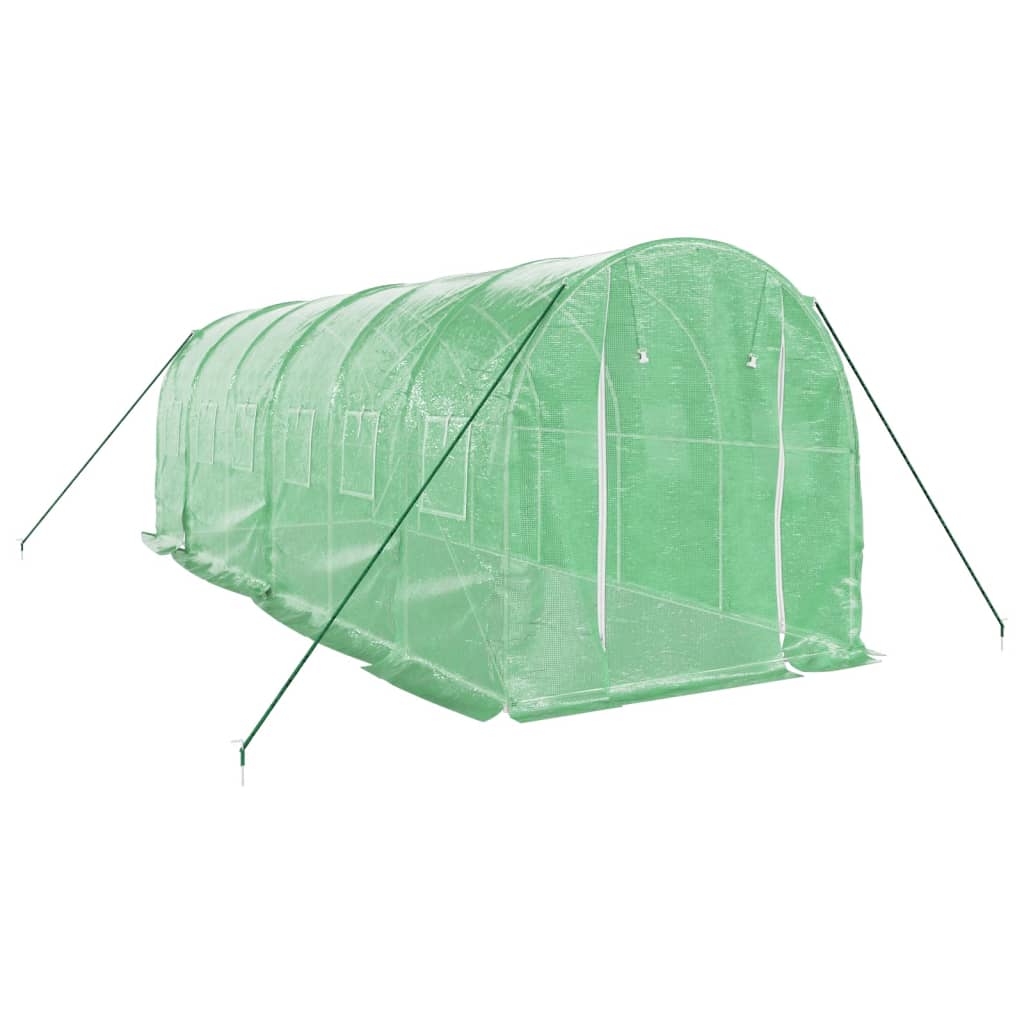 vidaXL Rastlinjak z jeklenim ogrodjem zelen 12 m² 6x2x2 m