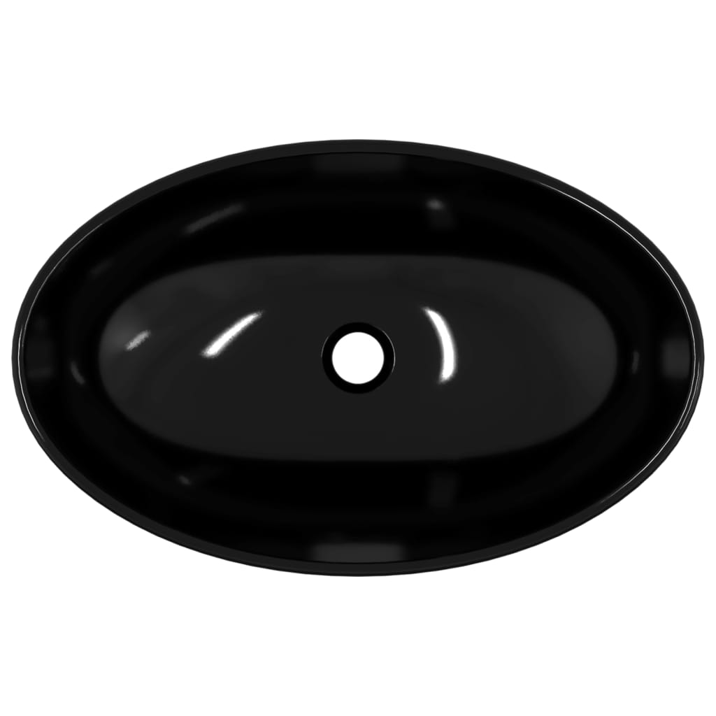 vidaXL Umivalnik kaljeno steklo 54,5x35x15,5 cm črne barve