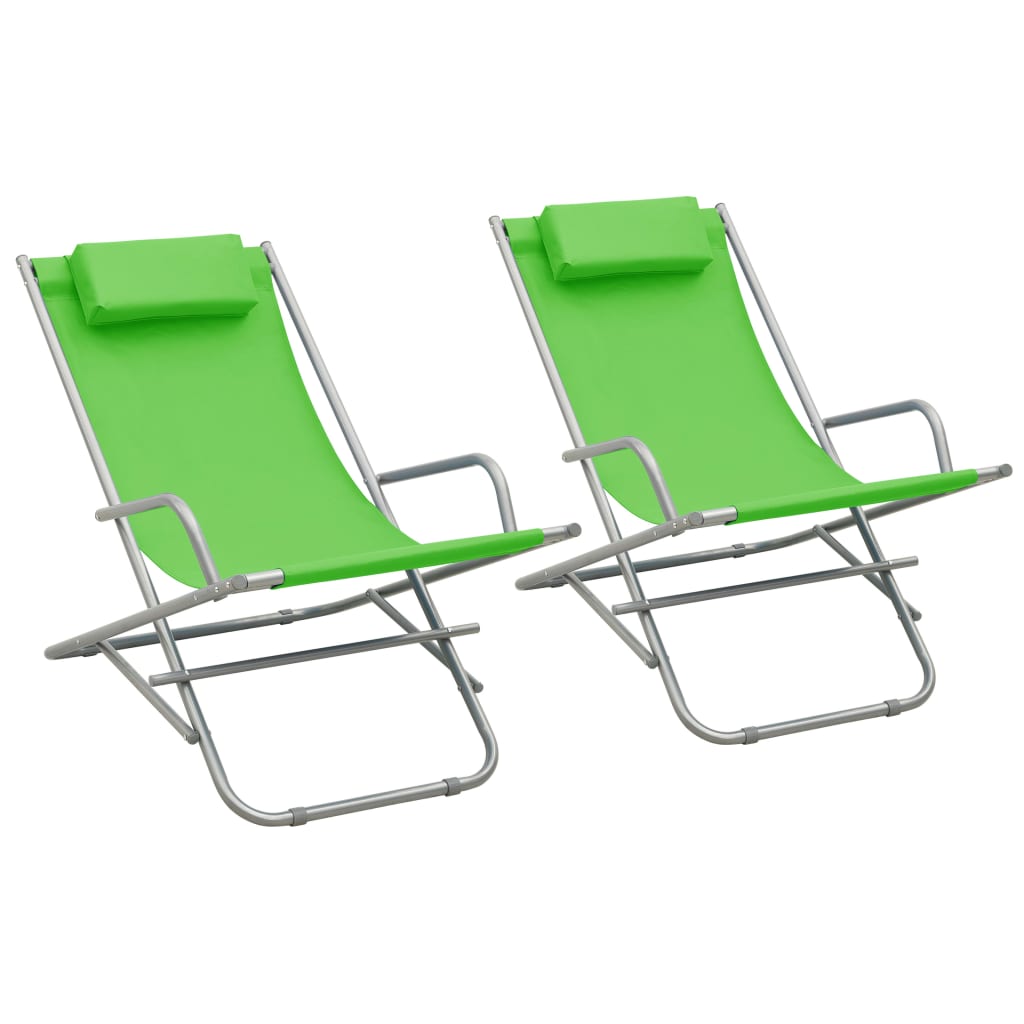 vidaXL Gugalni stol 2 kosa iz jekla zelene barve