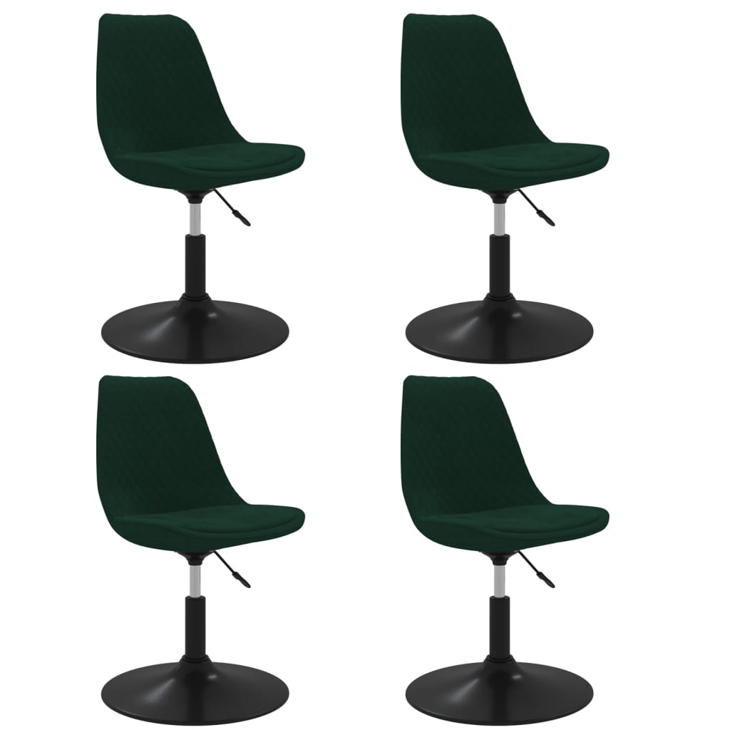 vidaXL Vrtljivi jedilni stoli 4 kosi temno zelen žamet