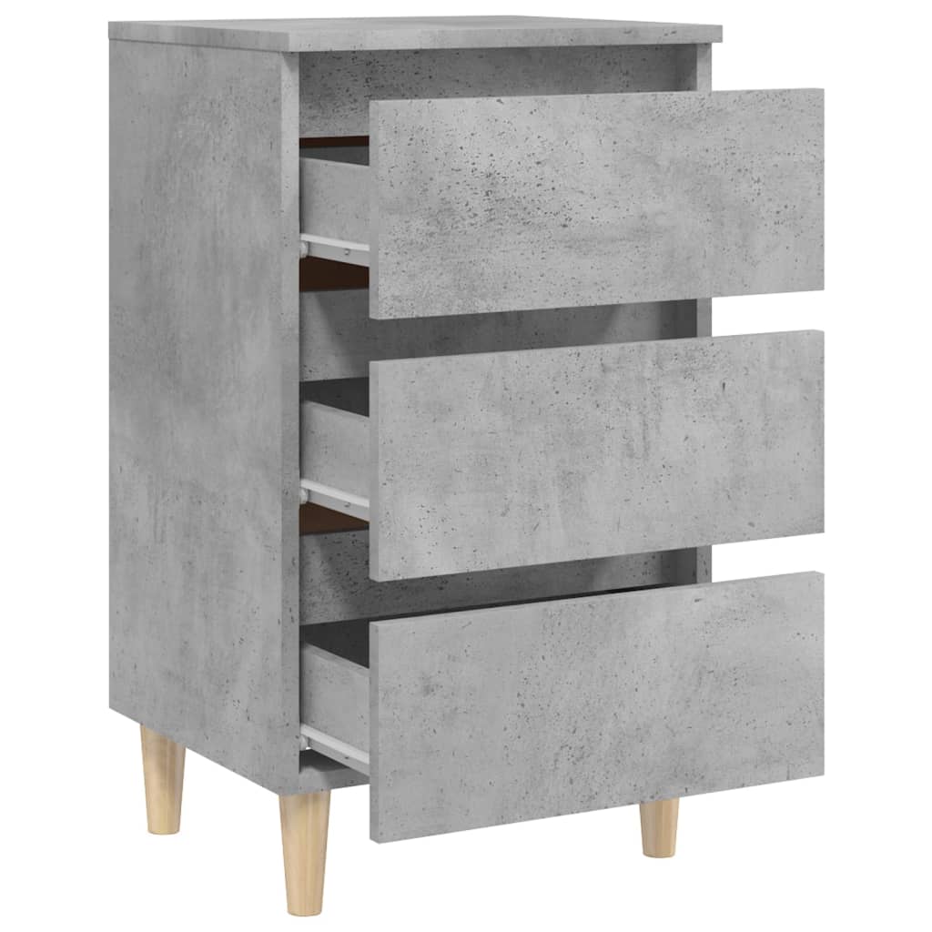 vidaXL Nočna omarica z lesenimi nogami betonsko siva 40x35x69 cm