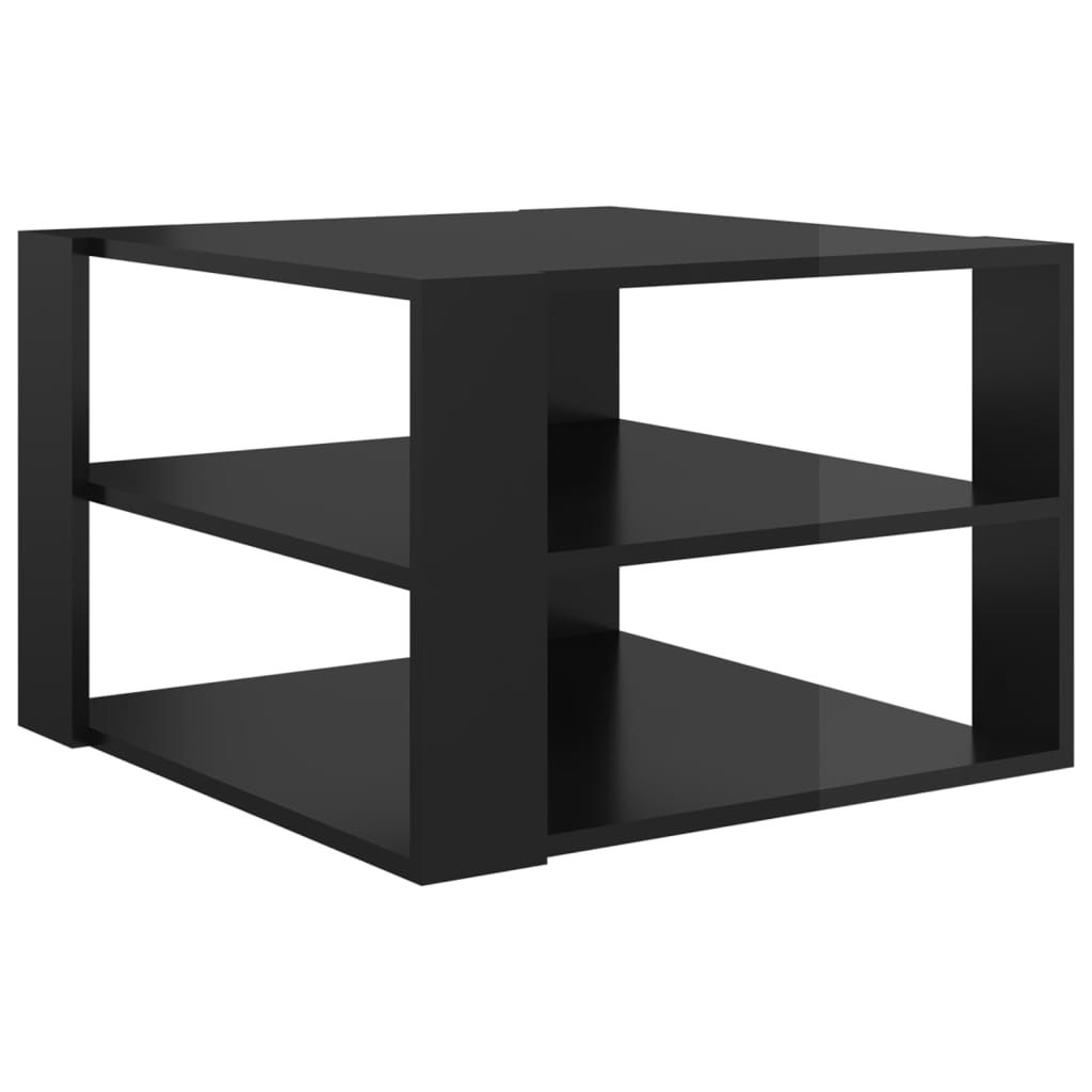 vidaXL Klubska mizica visok sijaj črna 60x60x40 cm iverna plošča