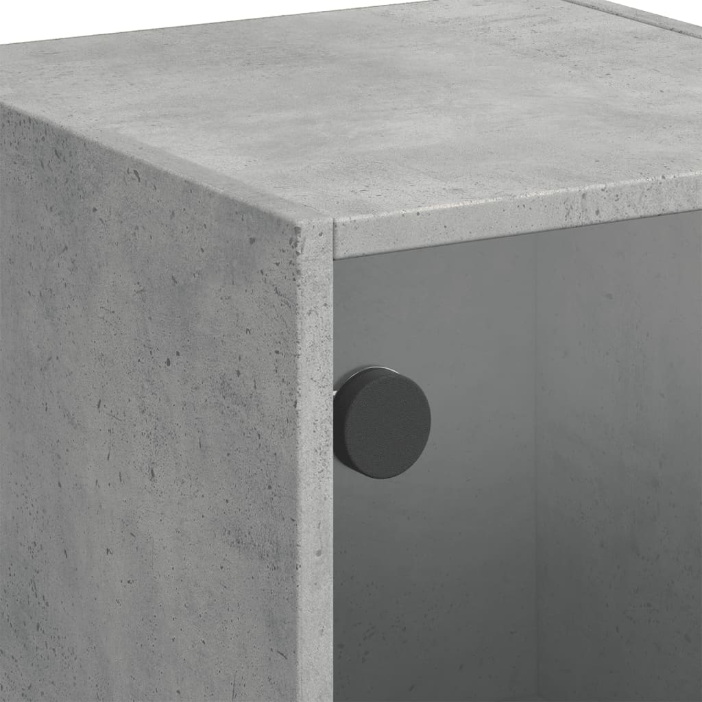 vidaXL Visoka omara s steklenimi vrati betonsko siva 35x37x109 cm