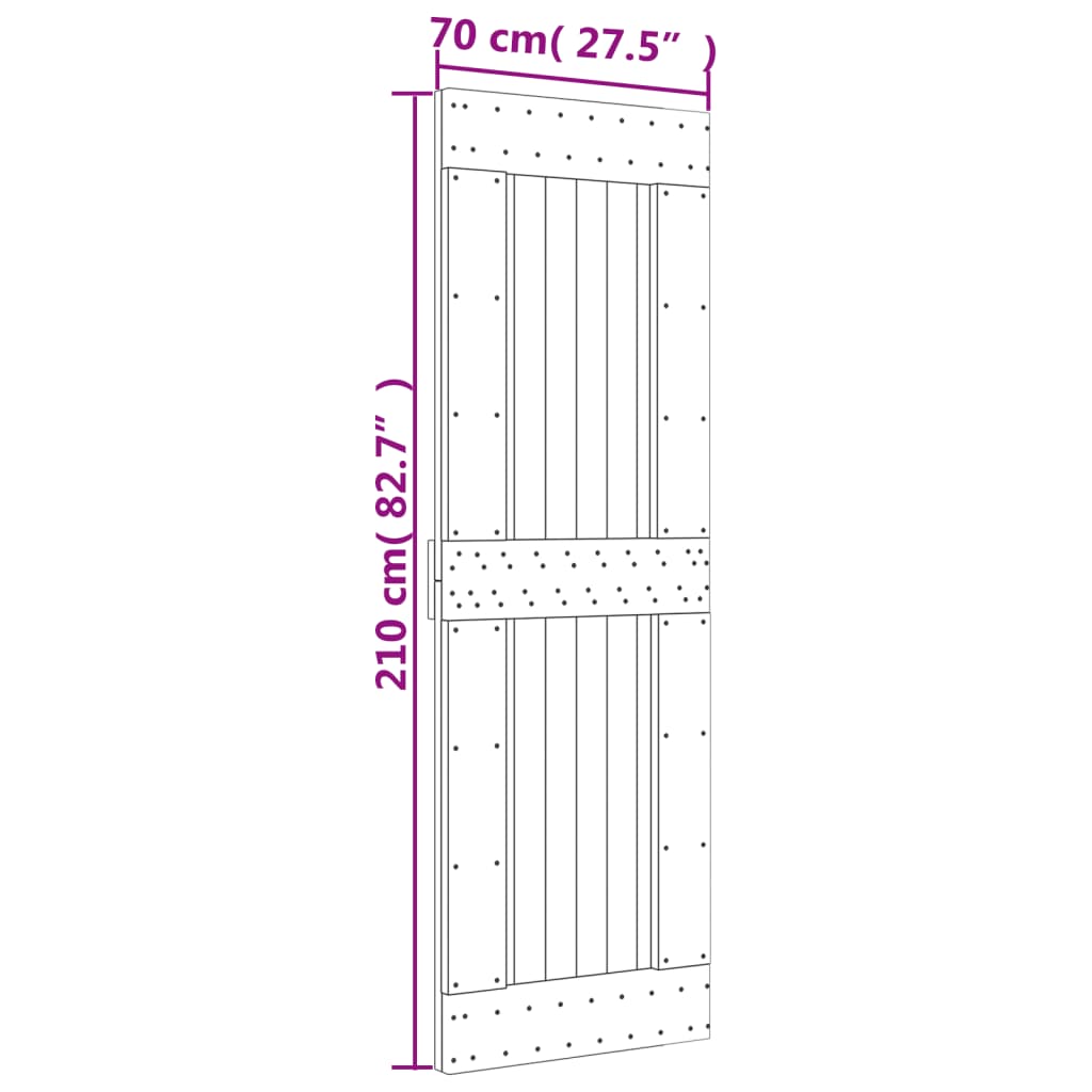 vidaXL Drsna vrata s kompletom vodil 70x210 cm trdna borovina