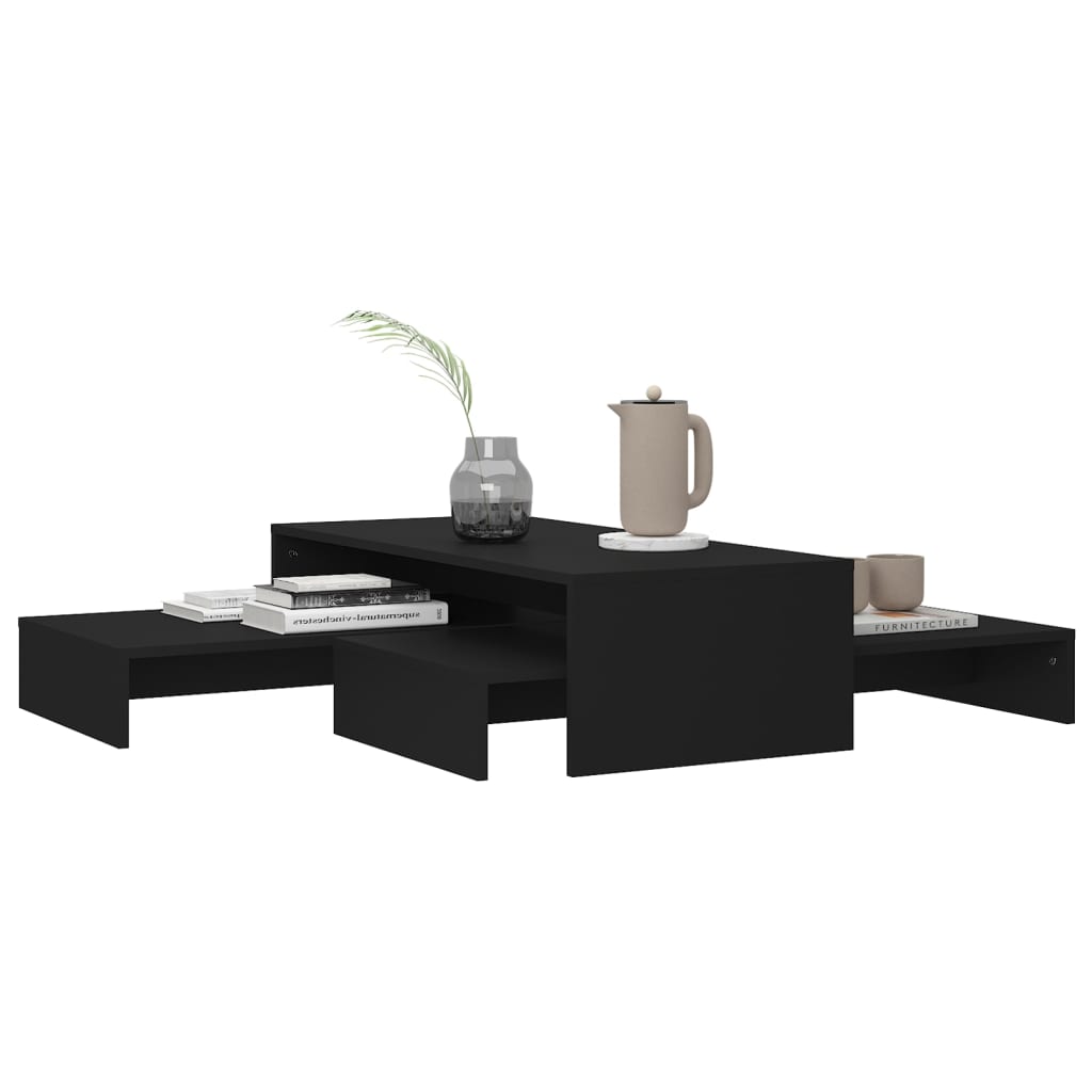vidaXL Komplet klubskih mizic črne barve 100x100x26,5 cm iverna plošča
