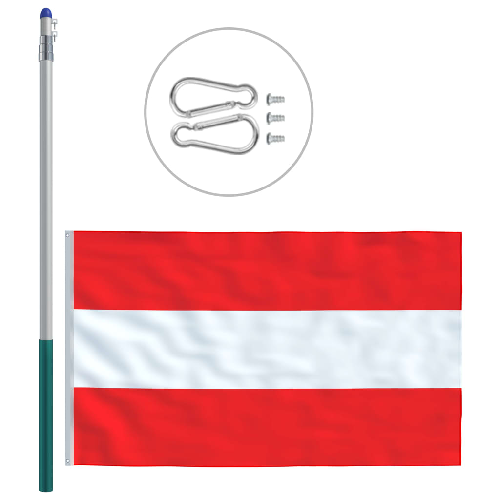 vidaXL Zastava Avstrije in aluminijast zastavni drog 6 m