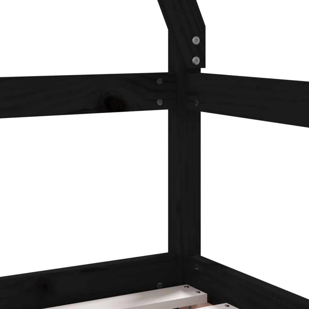 vidaXL Otroški posteljni okvir s predali črn 70x140 cm trdna borovina