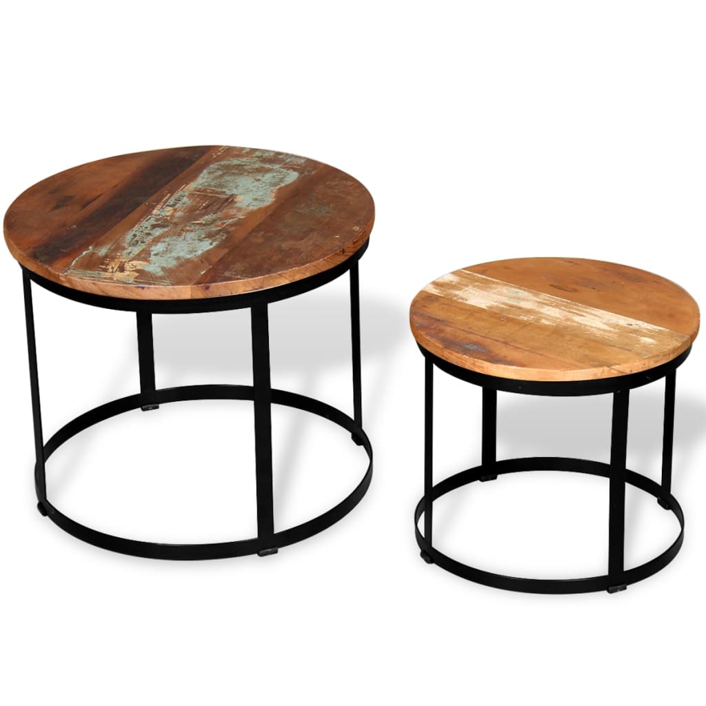 vidaXL Komplet klubskih mizic iz trdnega predelanega lesa 40/50 cm