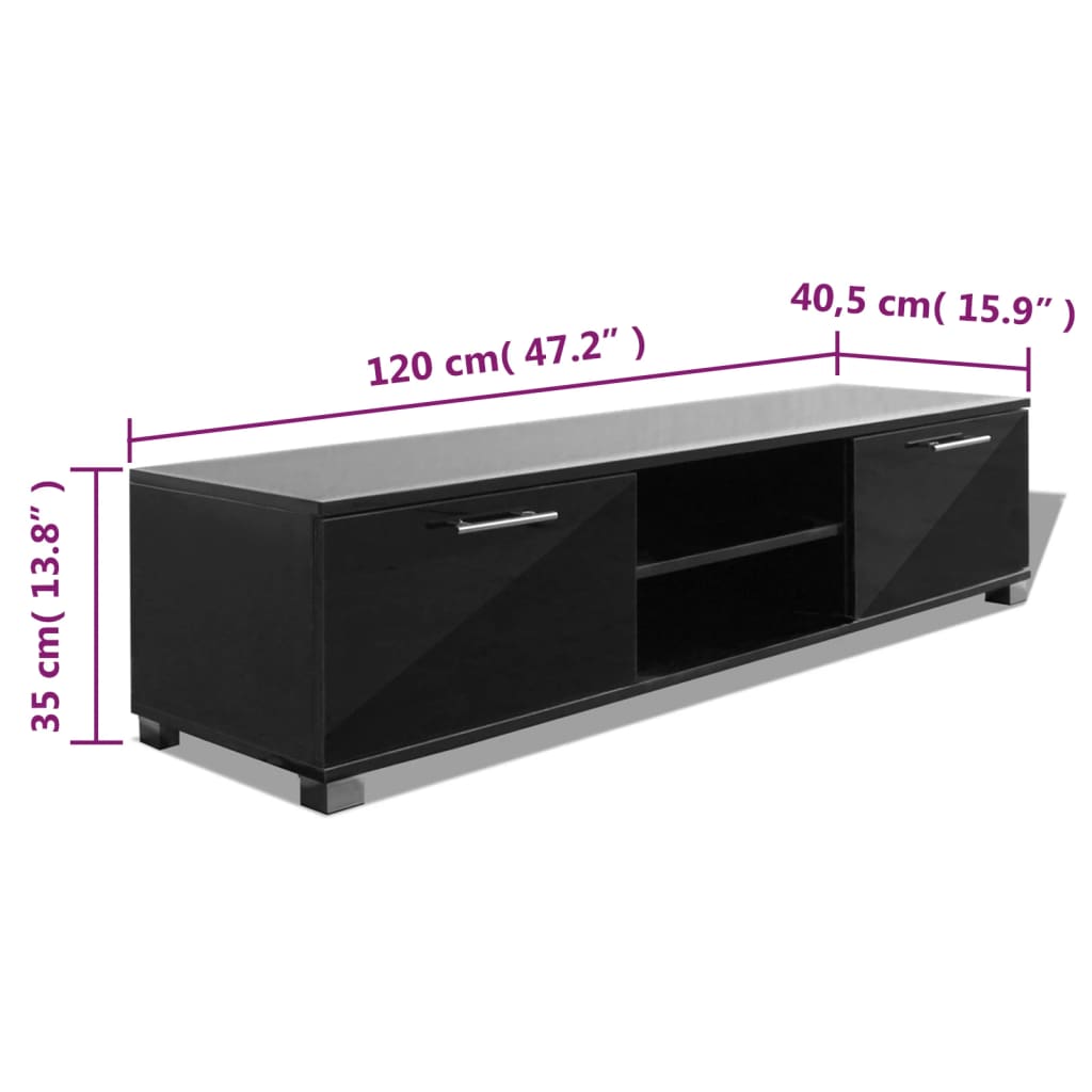 vidaXL TV omarica visok sijaj črna 120x40,5x35 cm