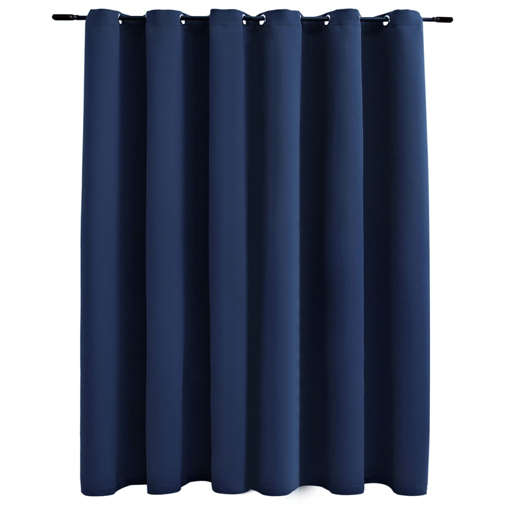 vidaXL Zatemnitvena zavesa s kovinskimi obročki modra 290x245 cm