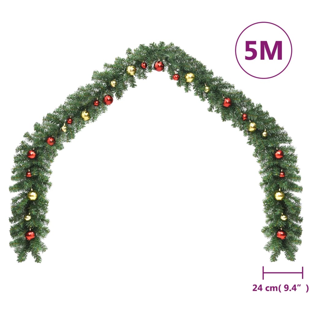 vidaXL Božična girlanda okrašena z bučkami 5 m