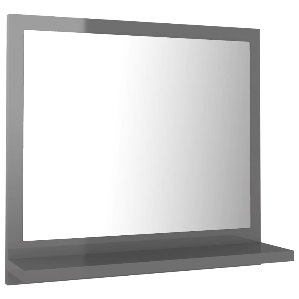 vidaXL Kopalniško ogledalo visok sijaj sivo 40x10,5x37 cm iverna pl.