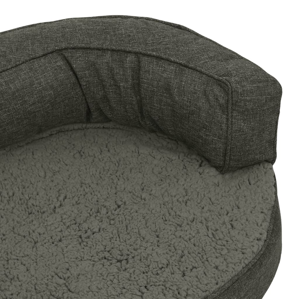 vidaXL Ergonomska pasja postelja 75x53 cm videz platna flis temno siva