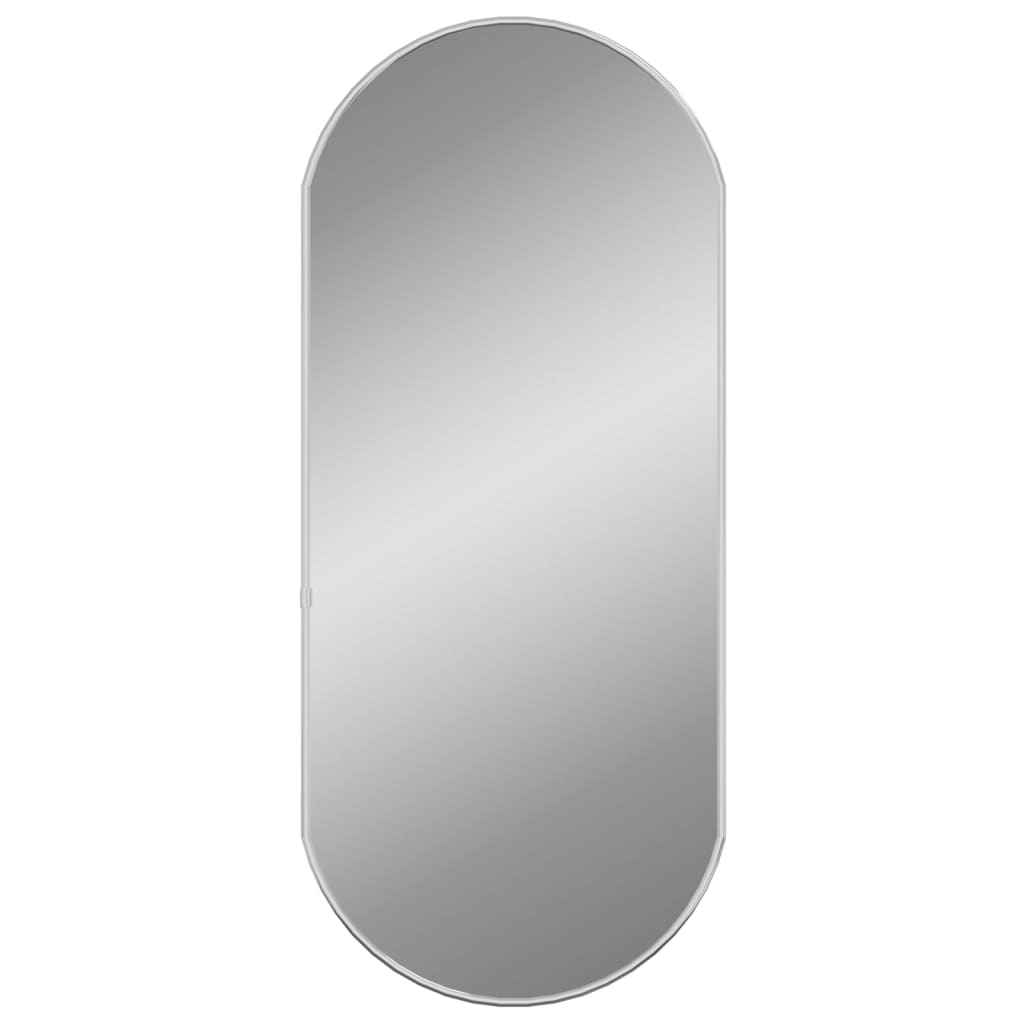 vidaXL Stensko ogledalo srebrno 70x30 cm ovalno