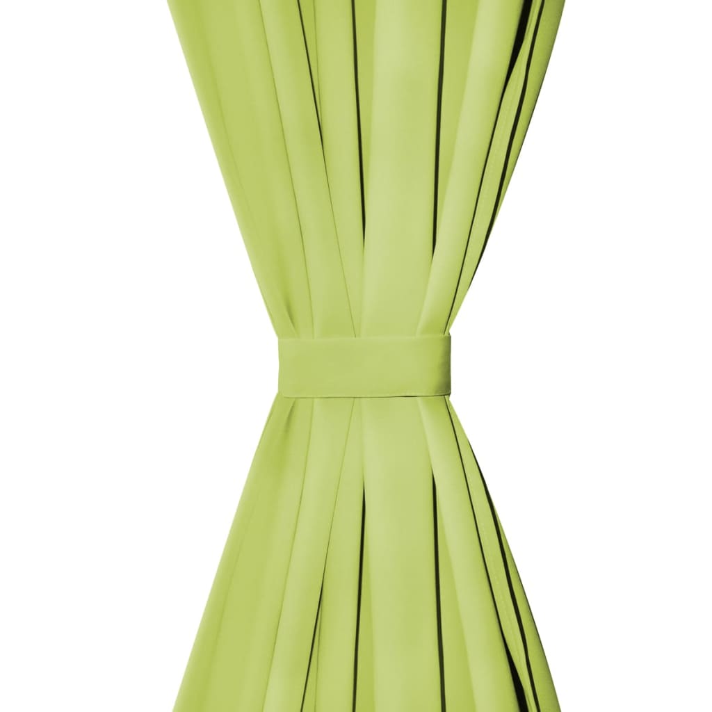 vidaXL Zavese iz mikro satena 2 kosa z zankami 140x225 cm zelene barve