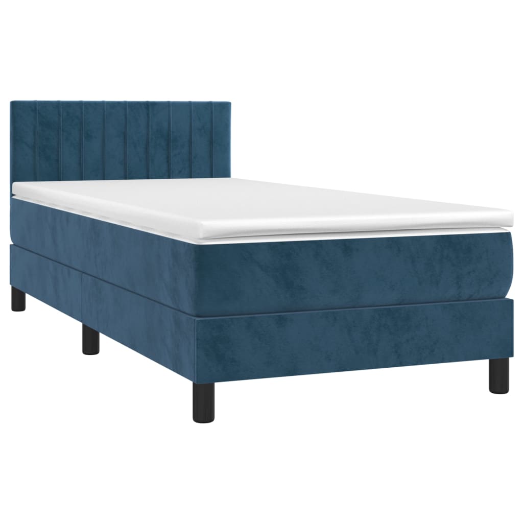 vidaXL Box spring postelja z vzmetnico temno modra 80x200 cm žamet