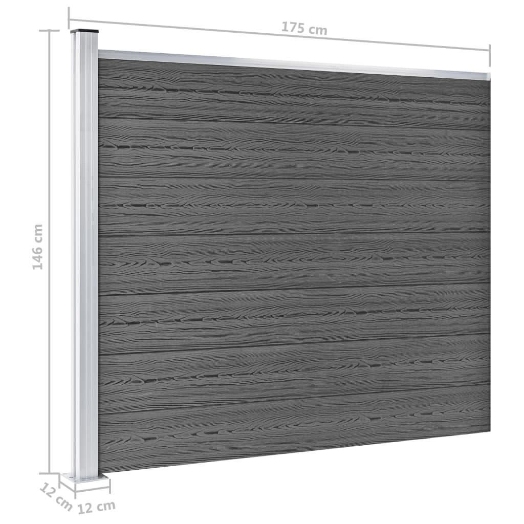 vidaXL Komplet ograjnih panelov WPC 526x146 cm črn