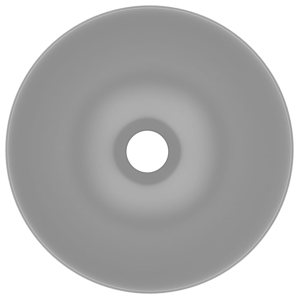 vidaXL Kopalniški umivalnik keramičen svetlo siv okrogel