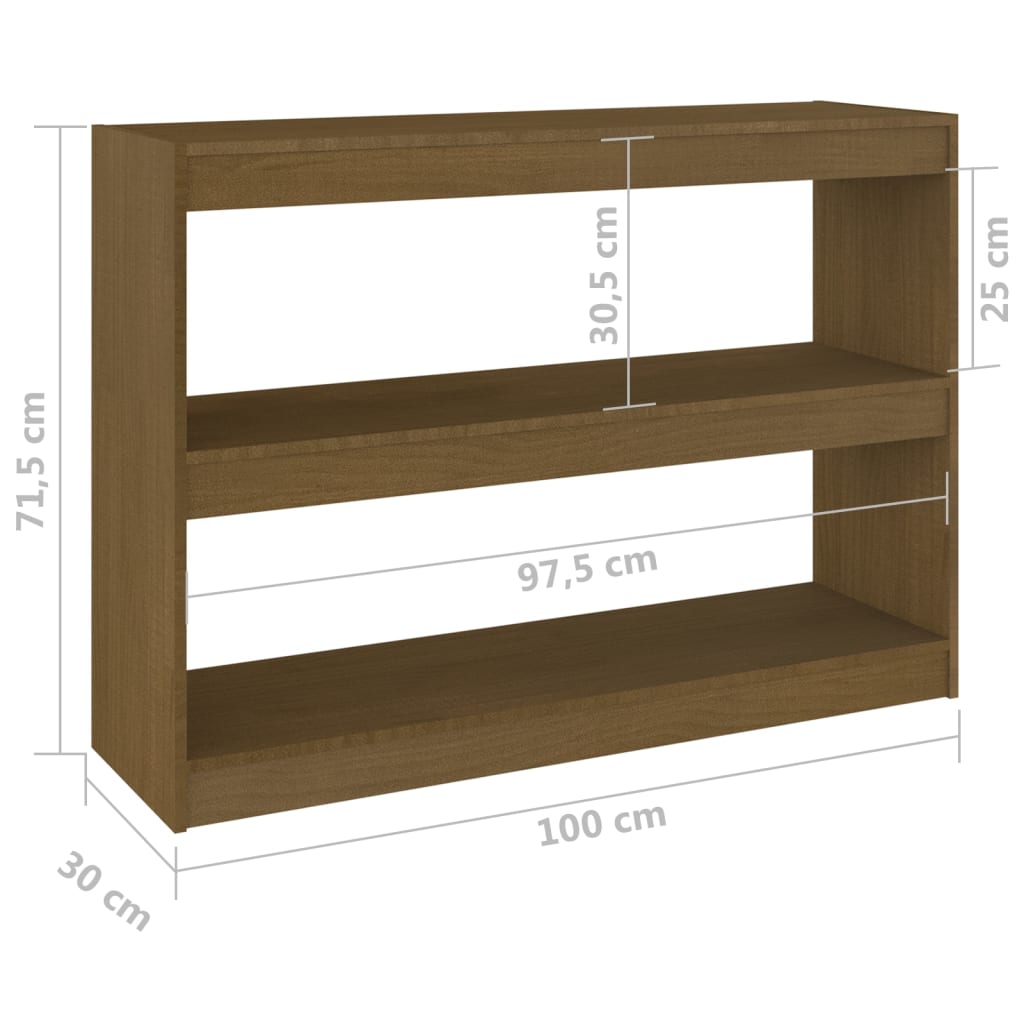 vidaXL Knjižna omara za razdelitev prostora medeno rjava 100x30x71,5cm