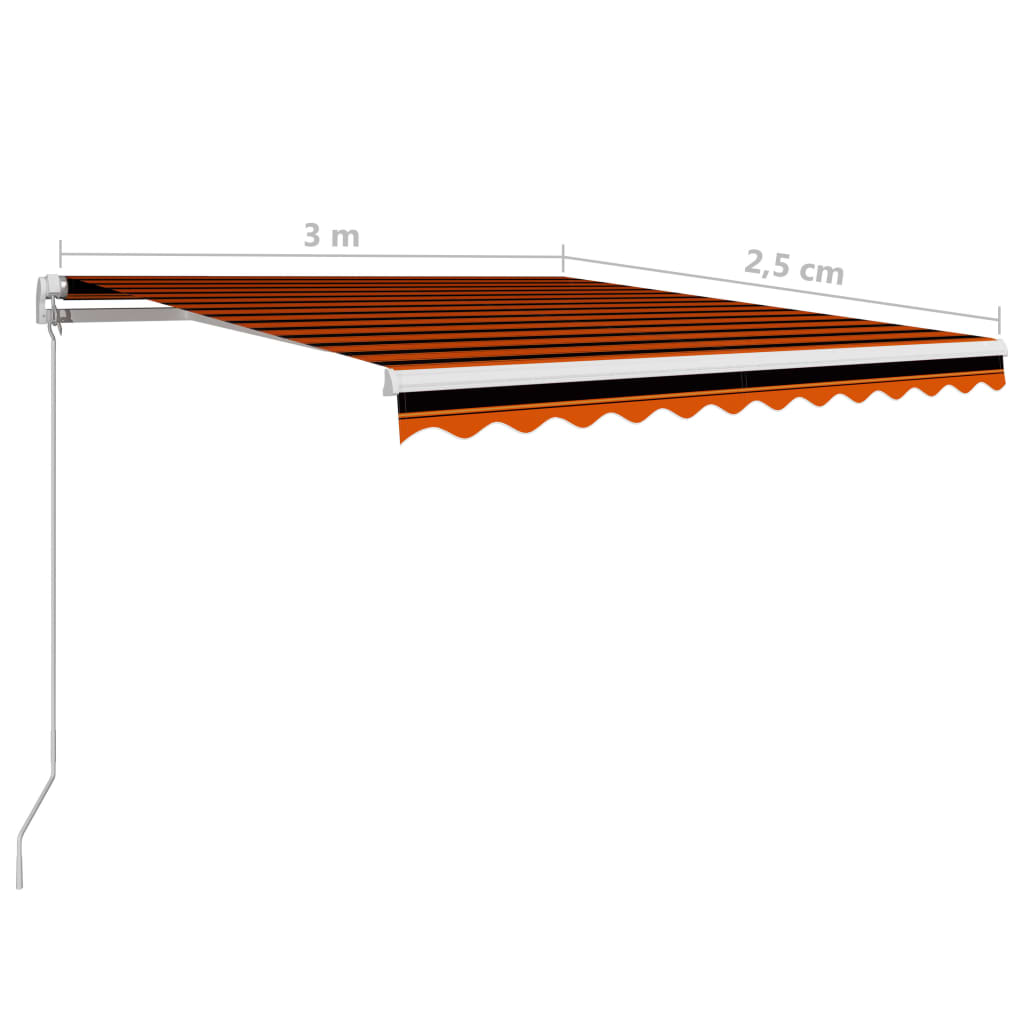 vidaXL Ročno zložljiva tenda 300x250 cm oranžna in rjava