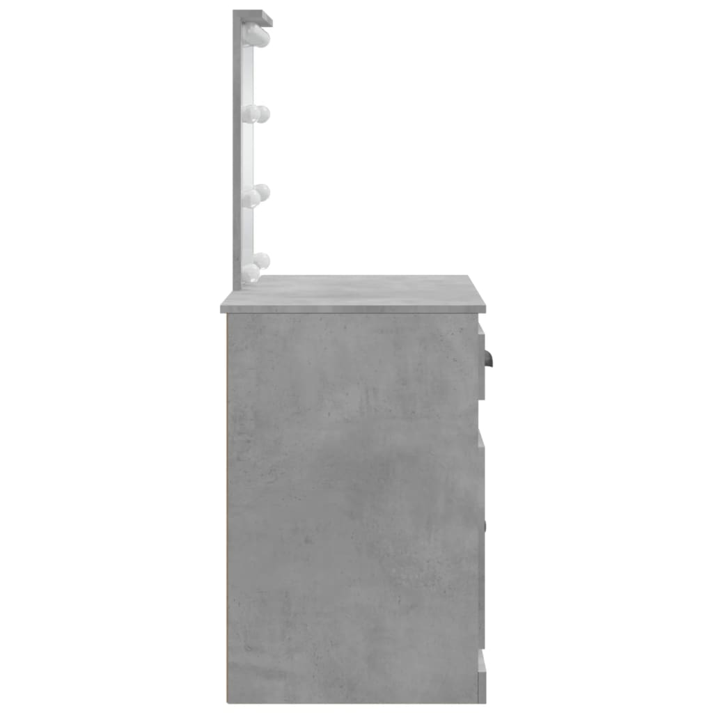 vidaXL Toaletna mizica z LED lučkami betonsko siva 90x42x132,5 cm