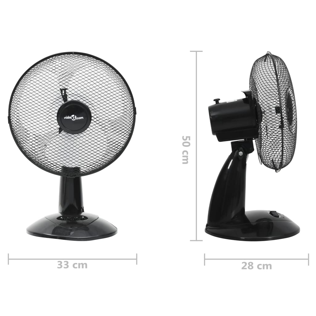 vidaXL Namizni ventilator 3 hitrosti 30 cm 40 W črn