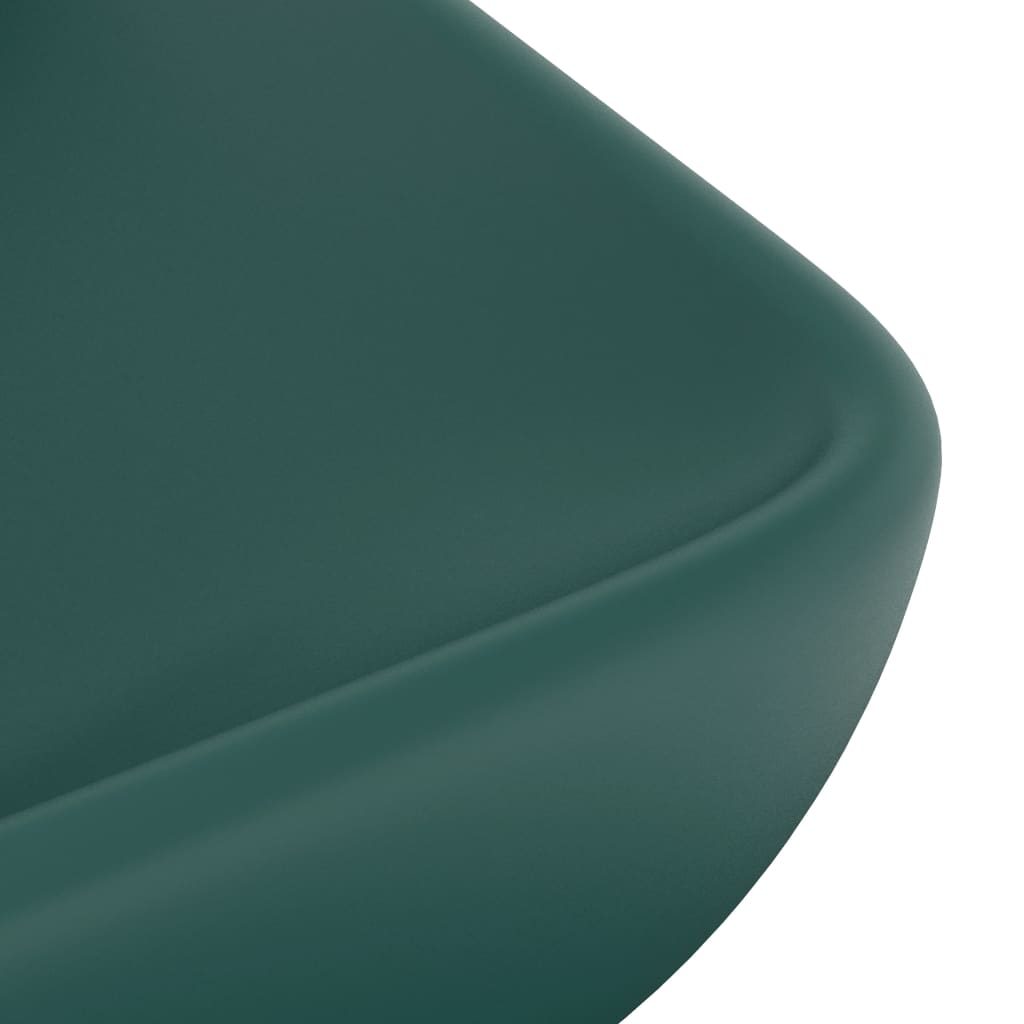 vidaXL Razkošen umivalnik pravokoten mat temno zelen 71x38 cm keramika
