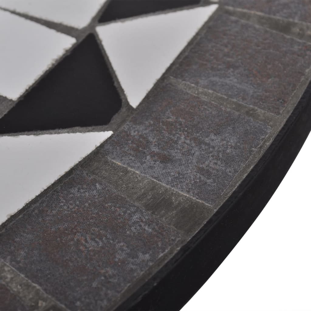 vidaXL Bistro garnitura 3-delna s keramičnimi ploščicami črno/bela