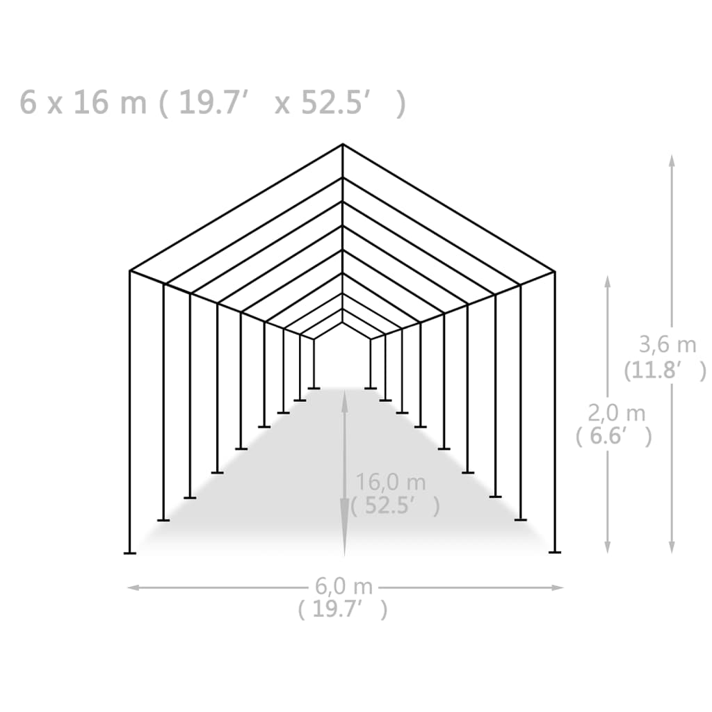 vidaXL Vrtni šotor PE 6x16 m bel