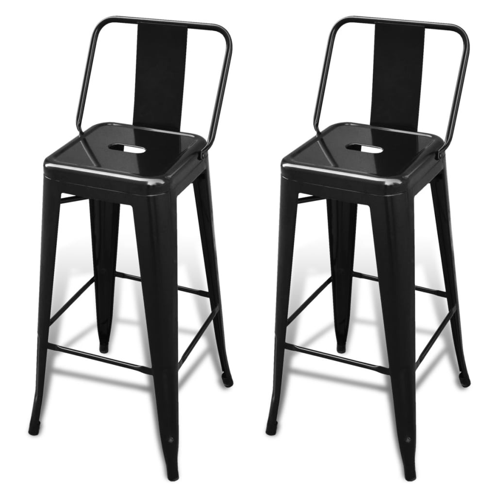 vidaXL Barski stolčki 2 kosa črno jeklo