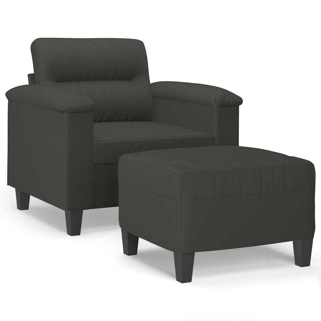 vidaXL Fotelj s stolčkom za noge temno siv 60 cm blago iz mikrovlaken
