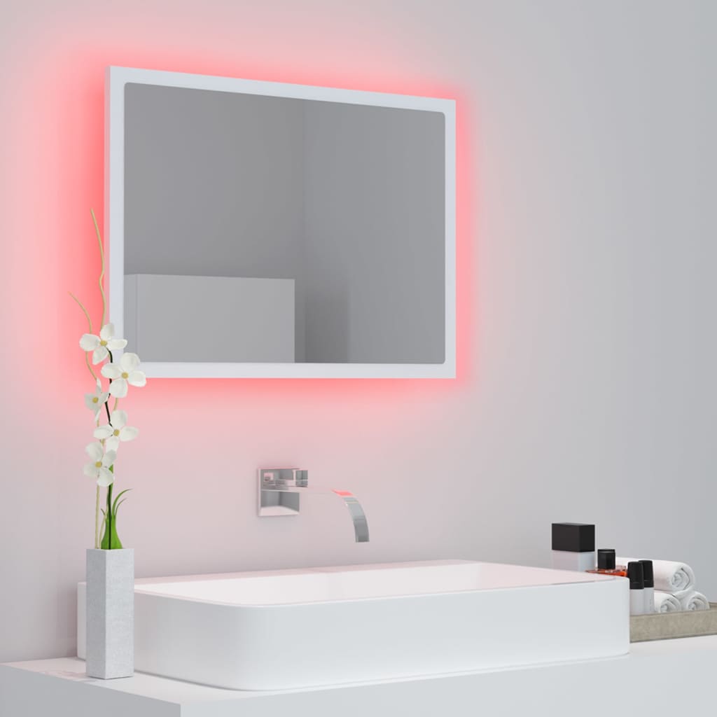 vidaXL LED kopalniško ogledalo belo 60x8,5x37 cm akril