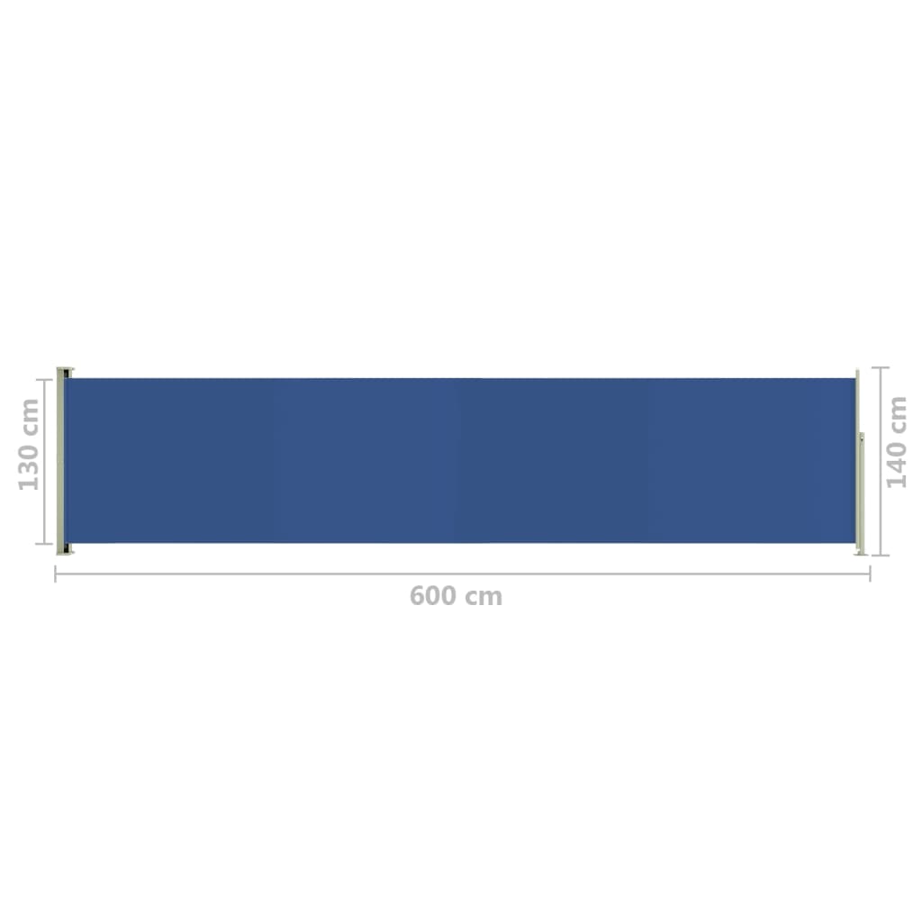 vidaXL Zložljiva stranska tenda za teraso 140x600 cm modra